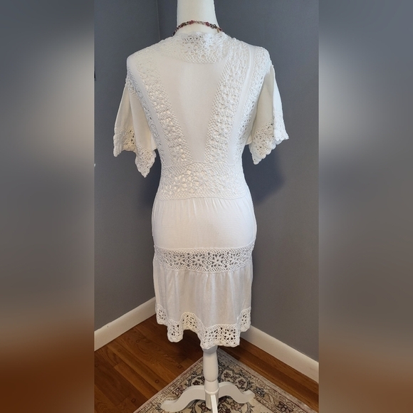 Nanette Lepore White Lace Up Crochet Dress Swimsuit Cover Up - See Sizing Below - Picture 6 of 8